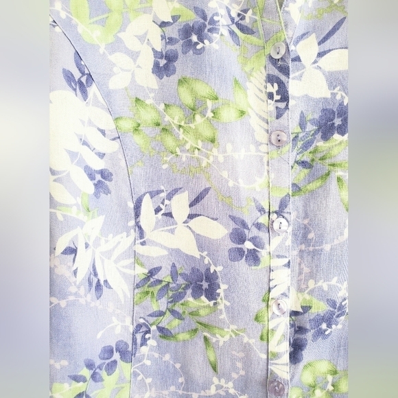 2/$35 Sale JM Colection 100% Linen Jacket-Blouse Lilac Print Size 12 Like New - Picture 6 of 12